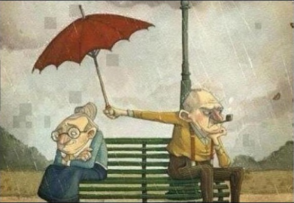 Ancianos enojo lluvia
